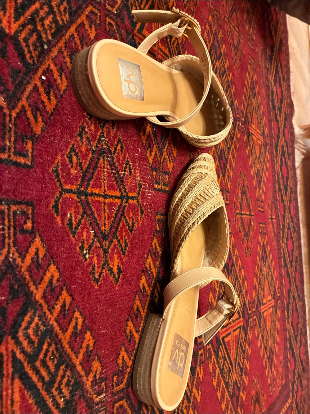 Dolce Vita Beige Woven Pointed Mule with Ankle Strap - Picture 3 of 3